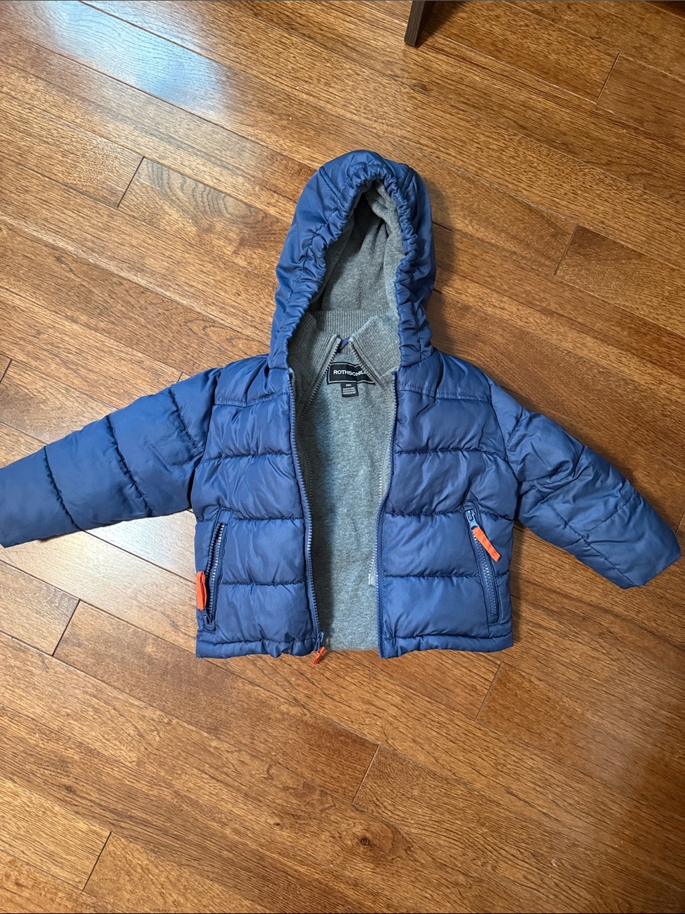 Rothschild Boys Navy Blue Puffer Jacket with Hood 24 months